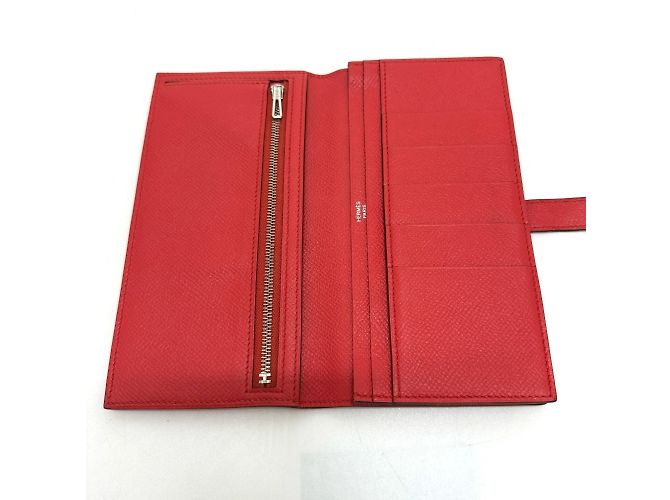 Hermès Bearn Soufflet Bifold Langbörse Rot - Ansicht 9