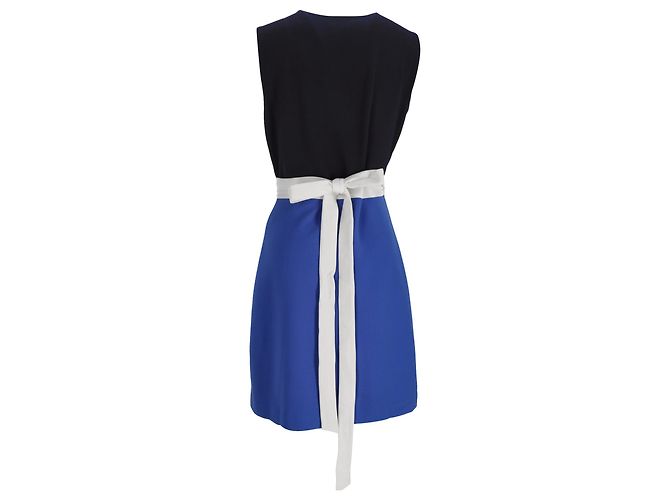Abito Mini Wrap Gracie Bow in Viscosa Blu di Diane Von Furstenberg - vista 3