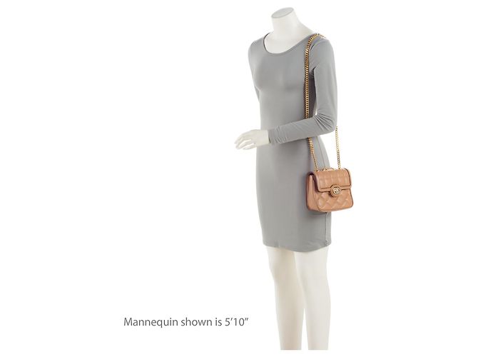 Borsa a spalla mini Deco in pelle di vitello Gucci Marrone Beige - vista 5