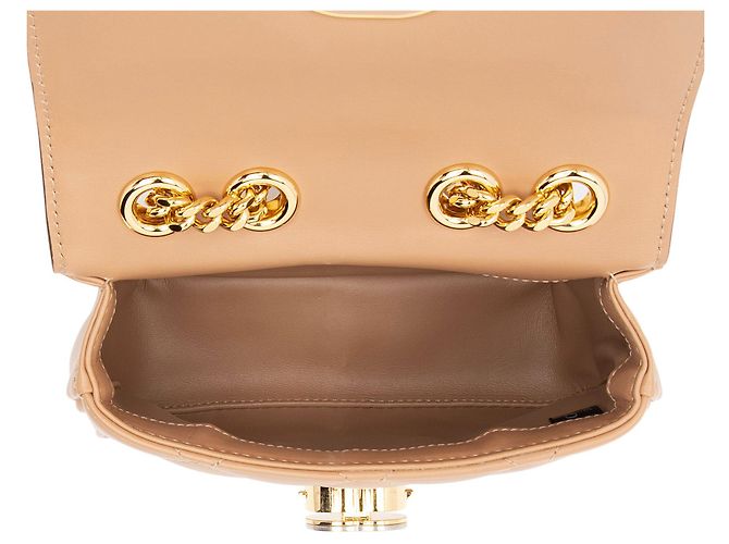 Borsa a spalla mini Deco in pelle di vitello Gucci Marrone Beige - vista 7