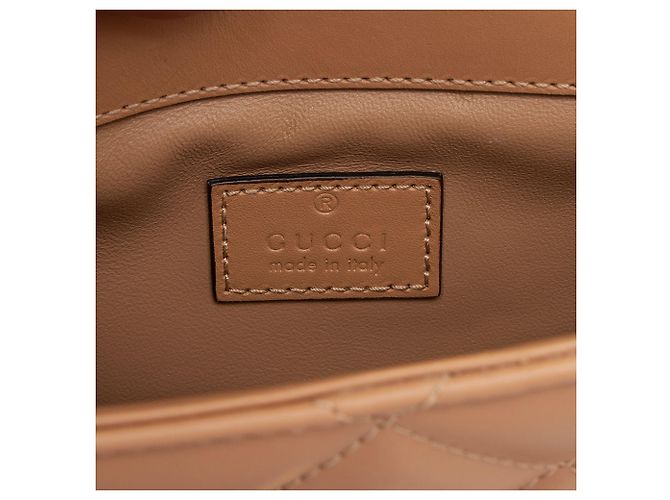 Borsa a spalla mini Deco in pelle di vitello Gucci Marrone Beige - vista 8