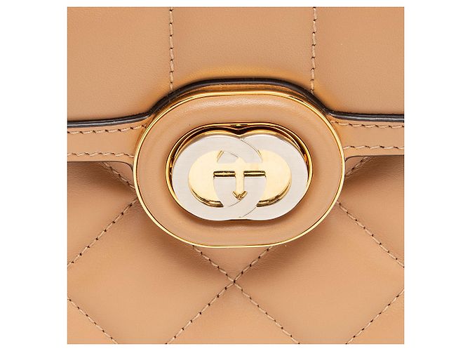 Borsa a spalla mini Deco in pelle di vitello Gucci Marrone Beige - vista 9
