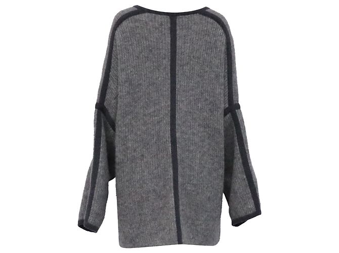 Autre Marque Chloe Strickcape mit Taschen aus grauem Mohair - Ansicht 4
