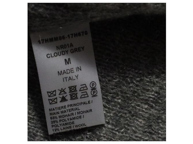 Autre Marque Chloe Strickcape mit Taschen aus grauem Mohair - Ansicht 7