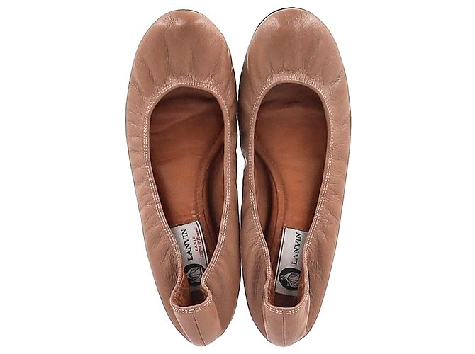 Runde Zehen Ballettflats von Lanvin aus braunem Leder Rot - Ansicht 3