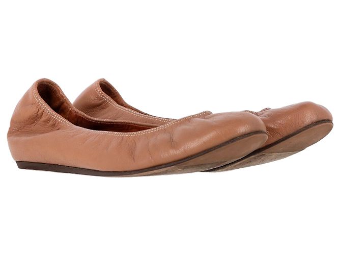 Runde Zehen Ballettflats von Lanvin aus braunem Leder Rot - Ansicht 4