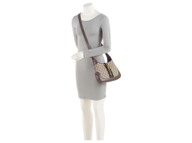 Gucci x Balenciaga BB Supreme Il Progetto Hacker Borsa a Spalla Jackie Piccola Marrone Beige - vista 5