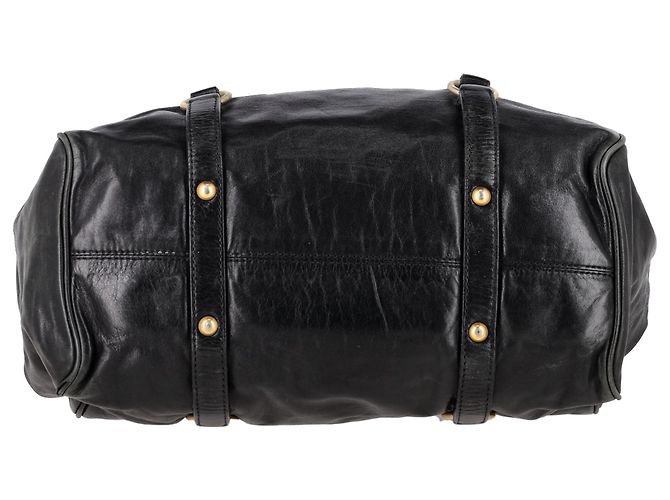 Miu Miu Vitello Lux große Schleifen-Handtasche aus schwarzem Leder - Ansicht 4