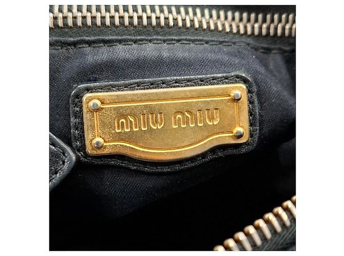 Miu Miu Vitello Lux große Schleifen-Handtasche aus schwarzem Leder - Ansicht 6
