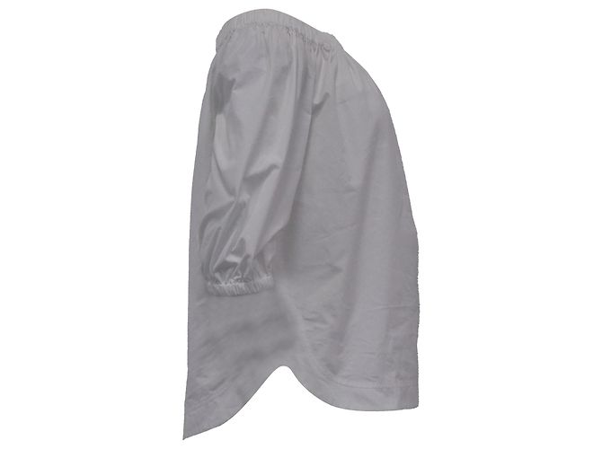 Theory Off-The-Shoulder Blouse in White Cotton Cream - view 2