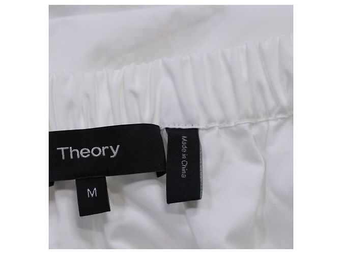 Theory Off-The-Shoulder Blouse in White Cotton Cream - view 4