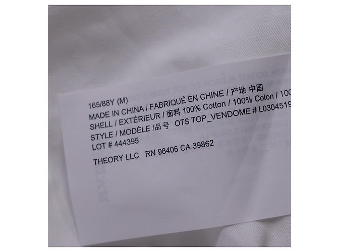 Theory Off-The-Shoulder Blouse in White Cotton Cream - view 5
