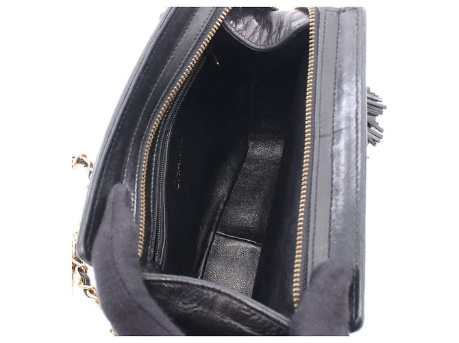 Borsa a Spalla Chanel in Pelle di Agnello con Marchio Coco Nera Nero - vista 3