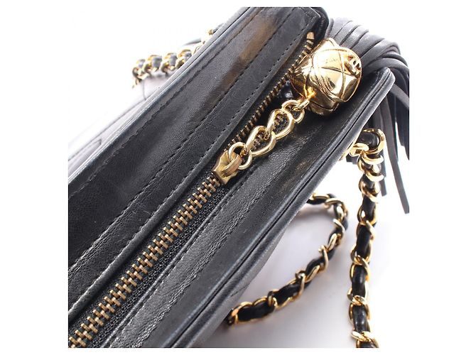 Borsa a Spalla Chanel in Pelle di Agnello con Marchio Coco Nera Nero - vista 5