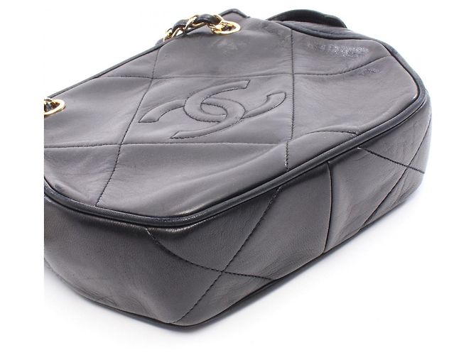 Borsa a Spalla Chanel in Pelle di Agnello con Marchio Coco Nera Nero - vista 6