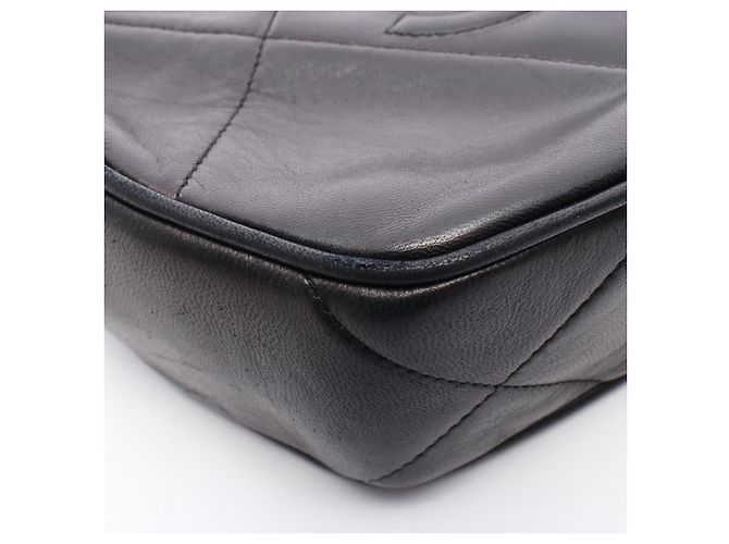 Borsa a Spalla Chanel in Pelle di Agnello con Marchio Coco Nera Nero - vista 8