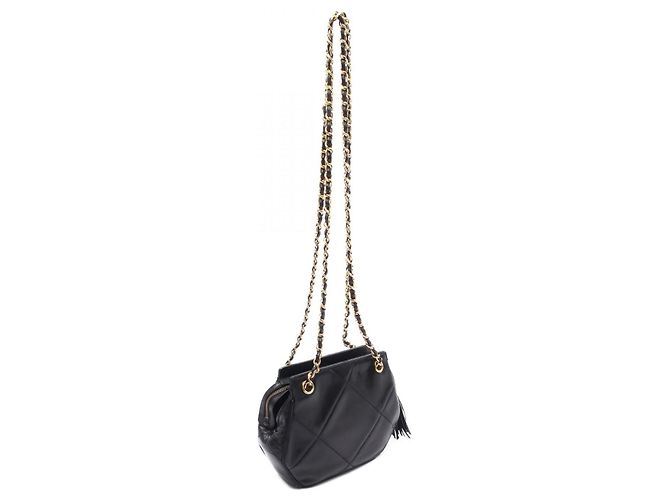 Borsa a Spalla Chanel in Pelle di Agnello con Marchio Coco Nera Nero - vista 9