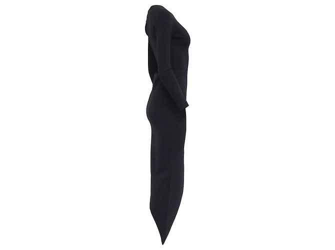 Vestido midi bodycon asimétrico en viscosa negra de Alexander Wang - vista 3