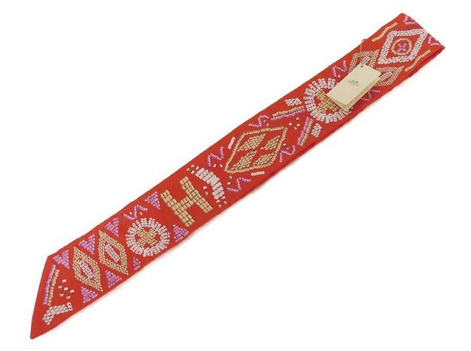 Hermès Foulard in Seta Hermes Kelly con Perle Rosso - vista 2