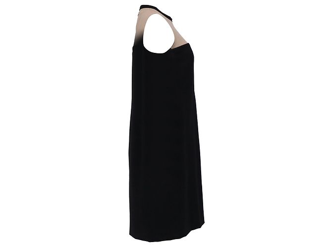 Akris Punto Farbblockiertes Mini Shift-Kleid aus schwarzer und beiger Wolle - Ansicht 3