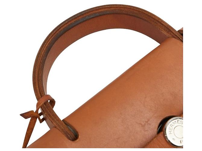 Hermès Zaino Hermes Herbag Ad PM Toile H in pelle Ash Marrone Beige - vista 8