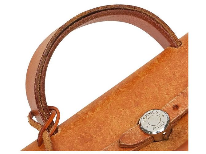 Hermès Herbag Ad MM Toile H Leder Rucksack Braun - Ansicht 8