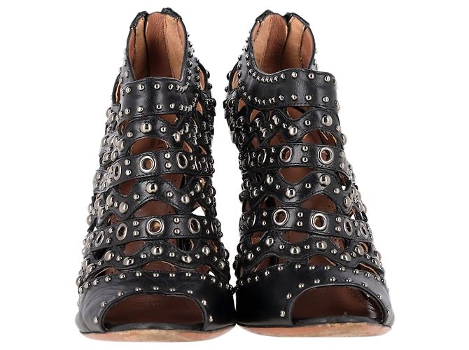 Alaïa Alaia Sandaletten mit Nieten aus schwarzem Leder - Ansicht 2