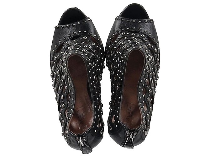 Alaïa Alaia Sandaletten mit Nieten aus schwarzem Leder - Ansicht 3