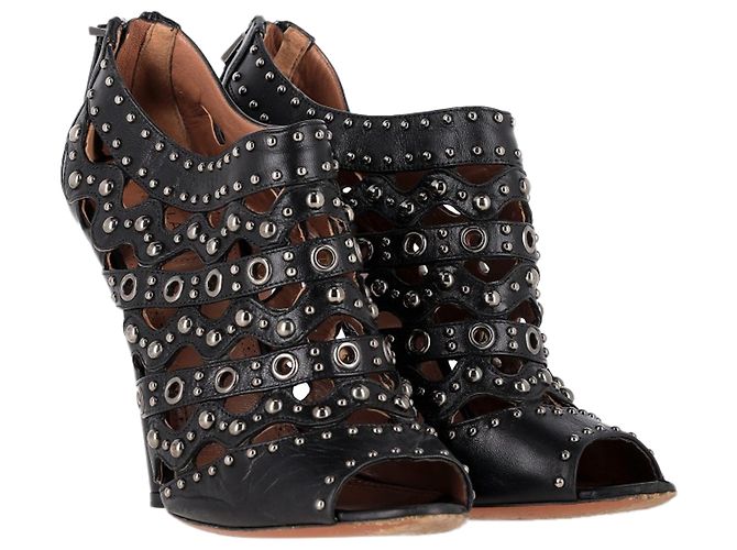 Alaïa Alaia Sandaletten mit Nieten aus schwarzem Leder - Ansicht 4