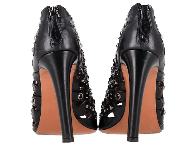 Alaïa Alaia Sandaletten mit Nieten aus schwarzem Leder - Ansicht 5