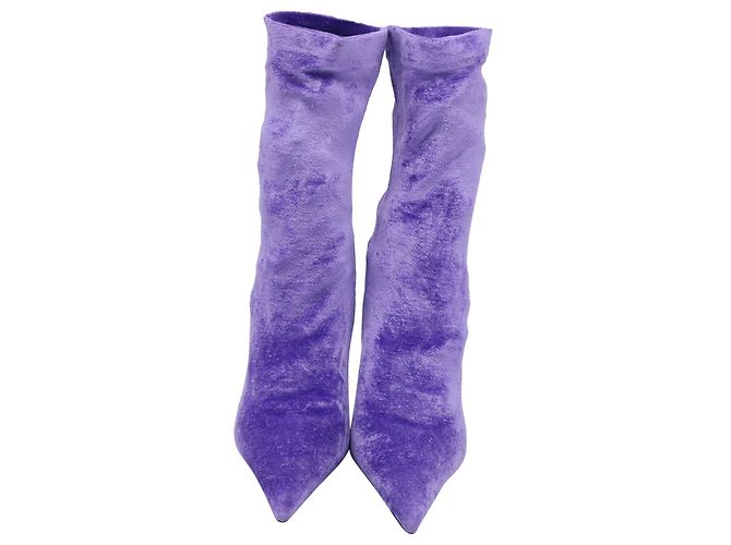 Stivali a metà polpaccio in velluto viola Balenciaga Knife Sock - vista 2