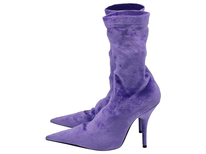 Stivali a metà polpaccio in velluto viola Balenciaga Knife Sock - vista 4