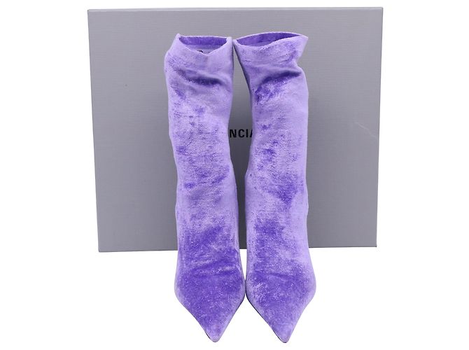 Stivali a metà polpaccio in velluto viola Balenciaga Knife Sock - vista 8