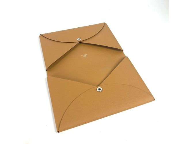 Pochette Piatta Calvi GM di Hermès Marrone Rosa - vista 13