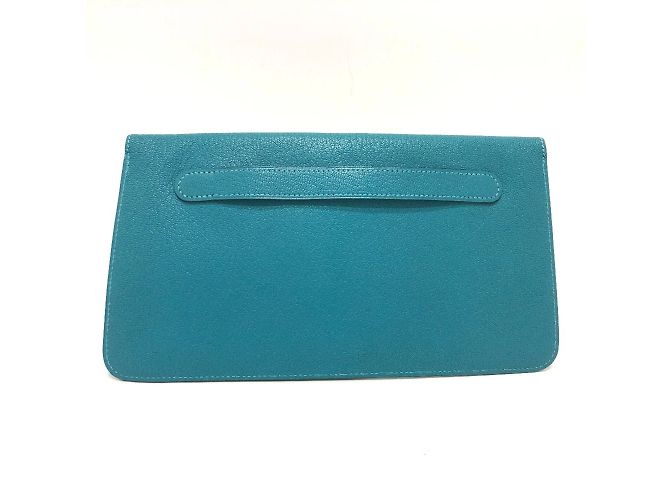 Bolso Clutch Hermès de Cabra Mysore Azul - vista 2