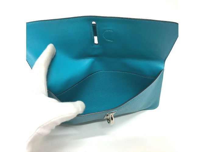 Bolso Clutch Hermès de Cabra Mysore Azul - vista 7