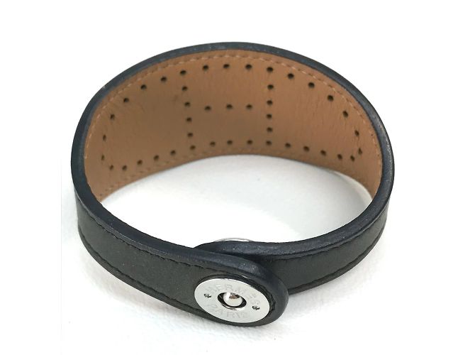 Bracciale in pelle forata Hermès Evelyn Marrone Nero - vista 2