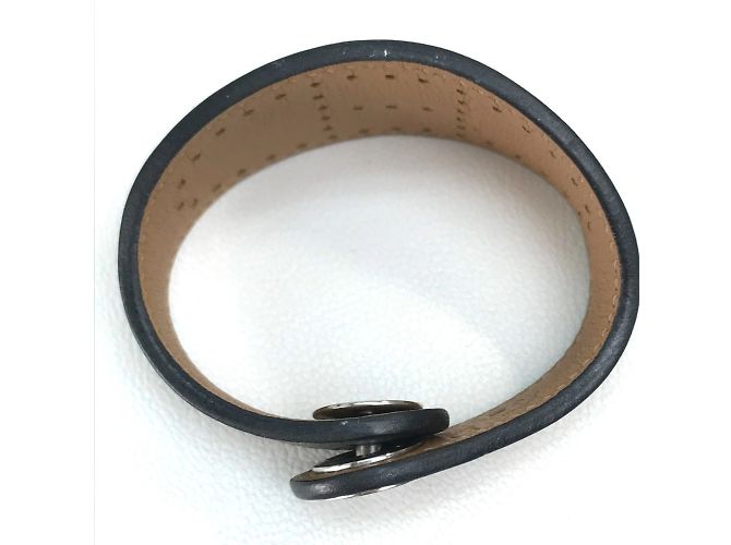 Bracciale in pelle forata Hermès Evelyn Marrone Nero - vista 3