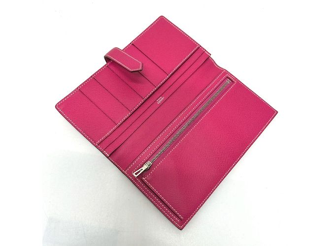 Hermès Cartera Larga Soufflet Bearn Hermes Rosa - vista 6
