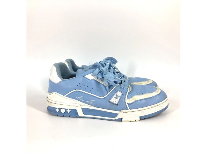 Sneakers basse in pelle blu da uomo Louis Vuitton Bianco - vista 4