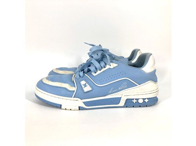 Sneakers basse in pelle blu da uomo Louis Vuitton Bianco - vista 5
