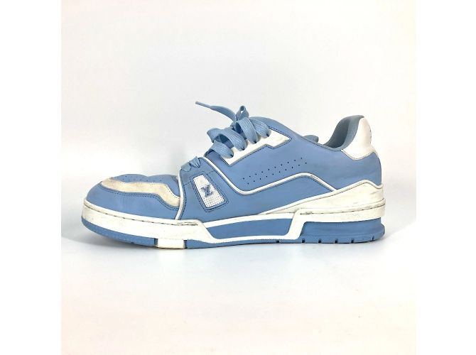 Sneakers basse in pelle blu da uomo Louis Vuitton Bianco - vista 6
