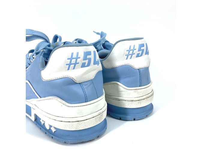 Sneakers basse in pelle blu da uomo Louis Vuitton Bianco - vista 8