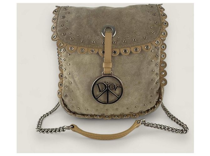 Christian Dior Borsa hippie in suede Dior Beige - vista 4