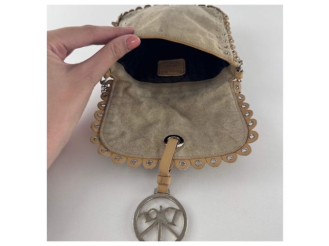 Christian Dior Borsa hippie in suede Dior Beige - vista 5