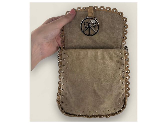 Christian Dior Borsa hippie in suede Dior Beige - vista 8