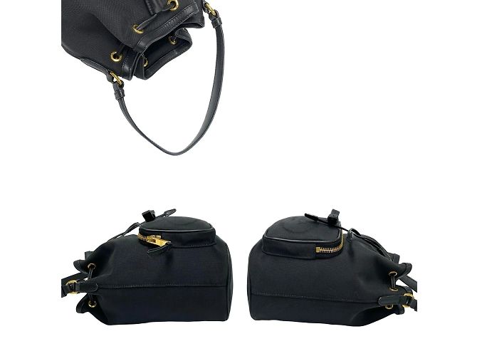 Mini borsa a spalla in tela e pelle con logo Duetto di Prada Nero - vista 5
