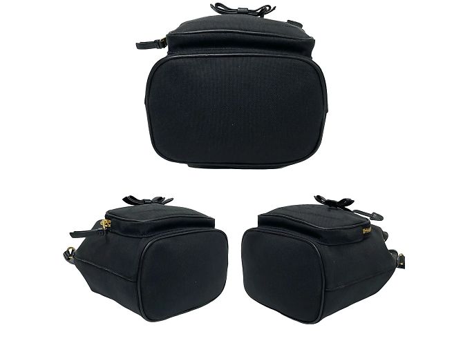 Mini borsa a spalla in tela e pelle con logo Duetto di Prada Nero - vista 6