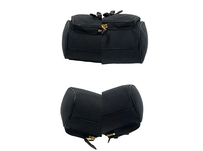 Mini borsa a spalla in tela e pelle con logo Duetto di Prada Nero - vista 7