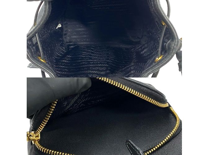 Mini borsa a spalla in tela e pelle con logo Duetto di Prada Nero - vista 8